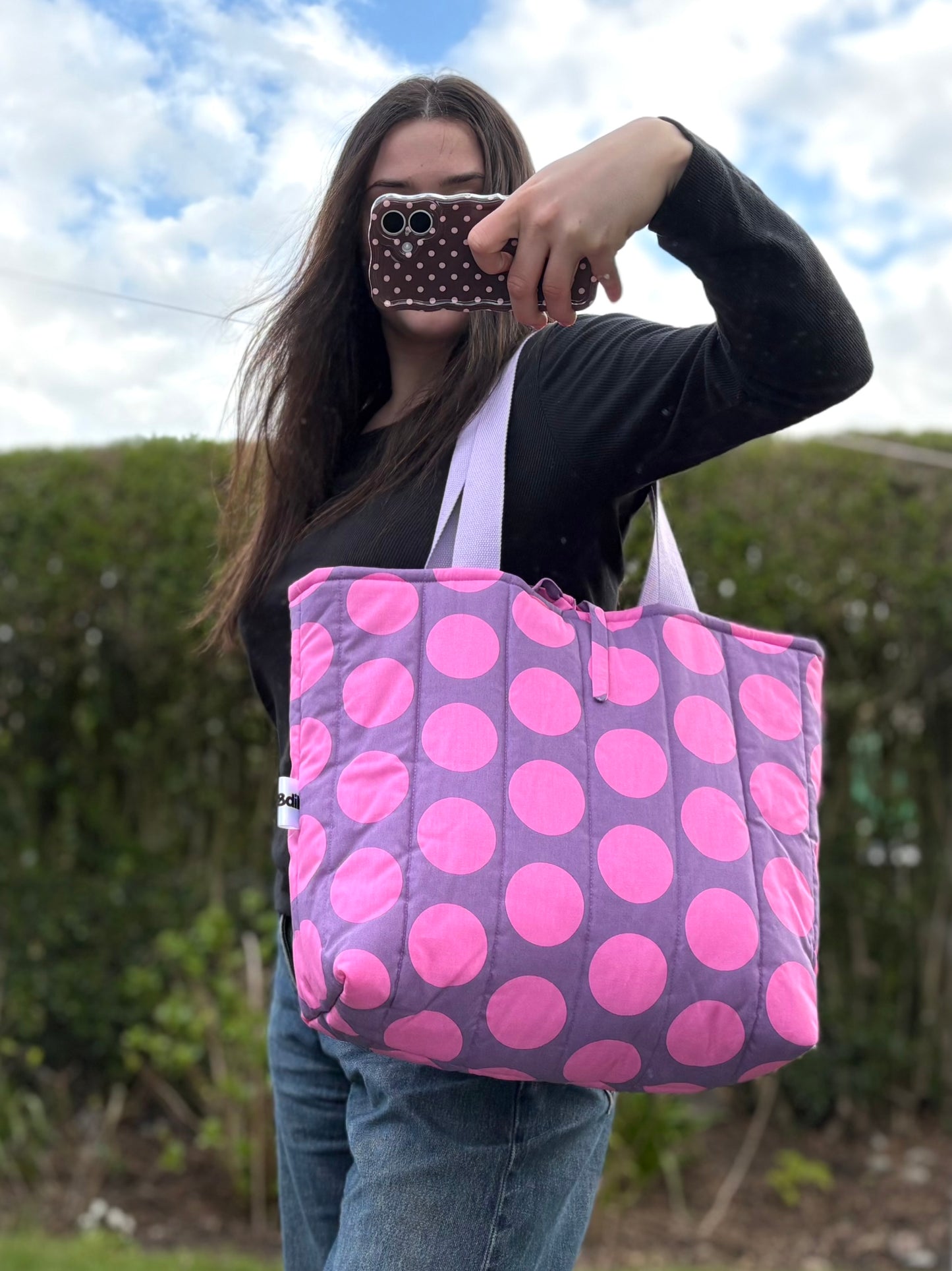 Tote: Pink & Purple Polka