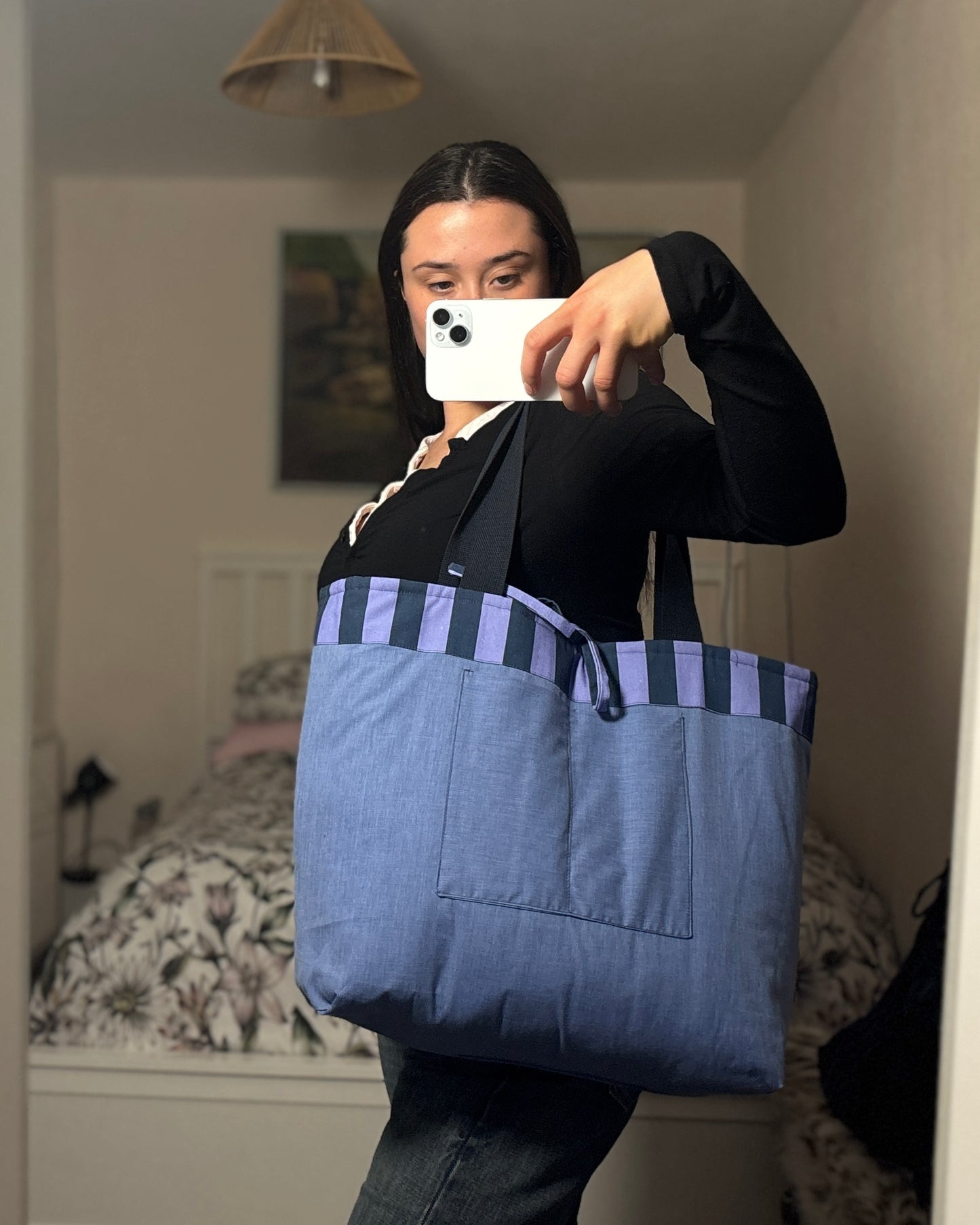 Tote: Blue Kokka Check