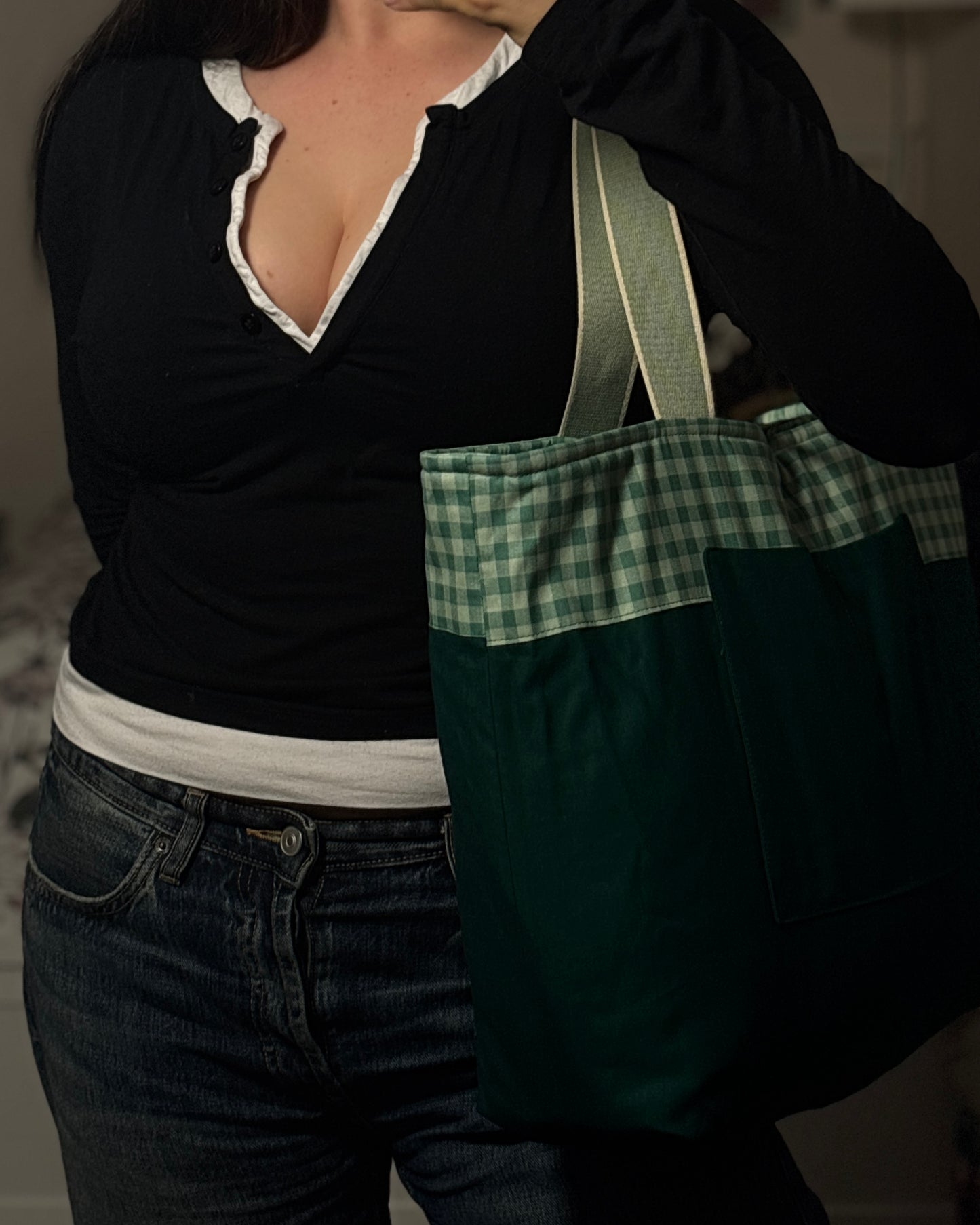 Tote: Apple Green Gingham