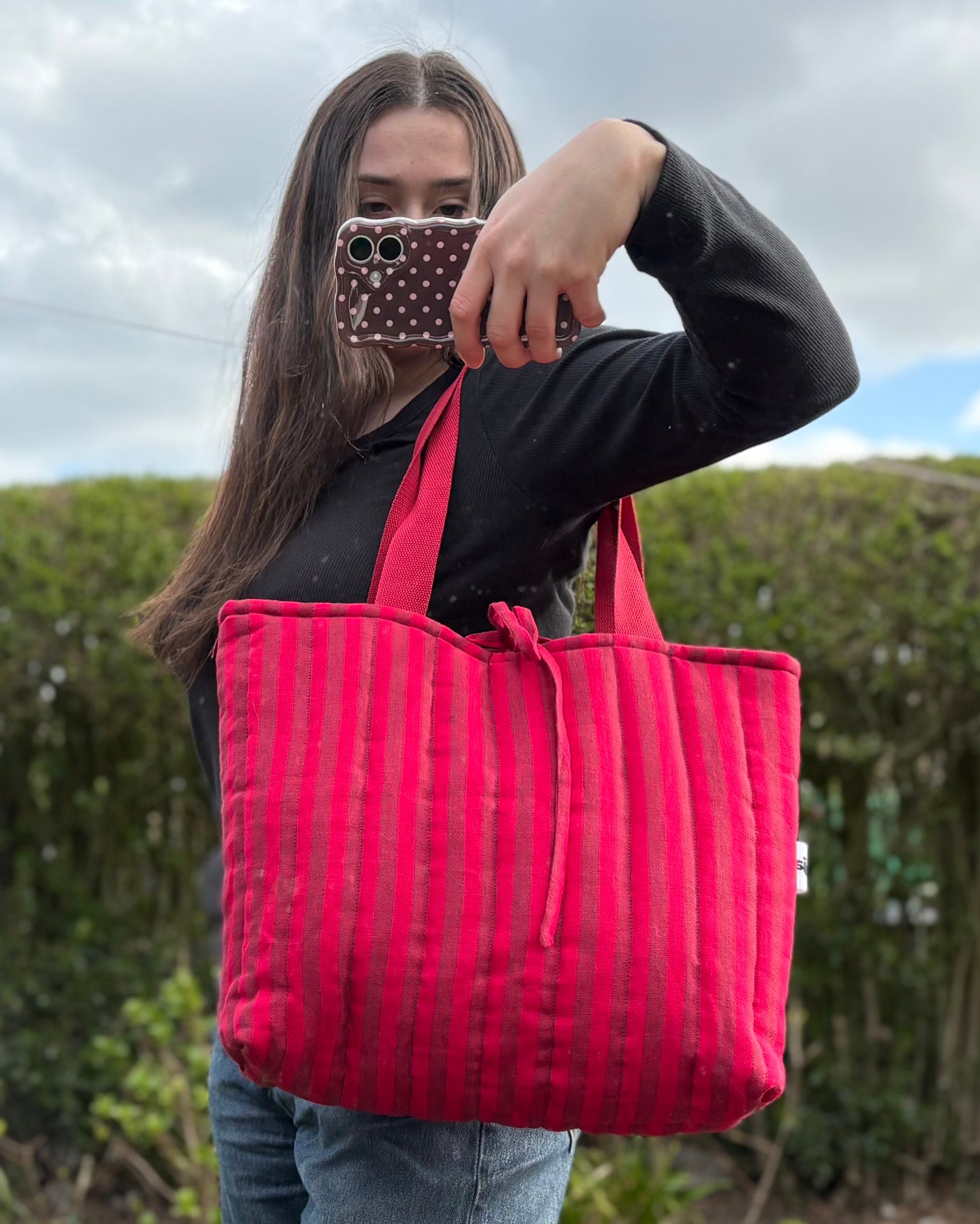 Tote: Crimson Stripe