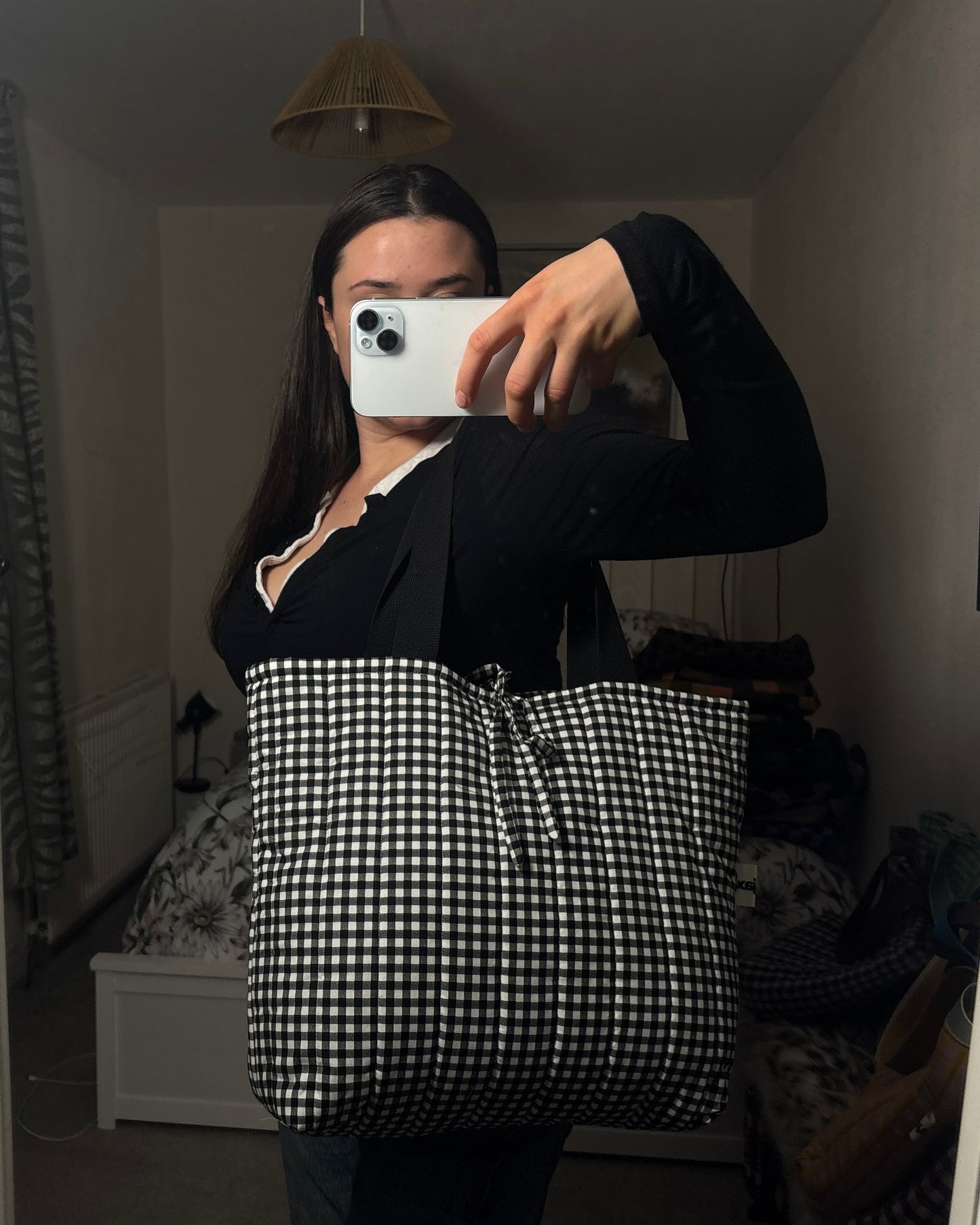 Tote: Black & White Gingham