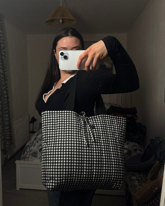 Tote: Black & White Gingham