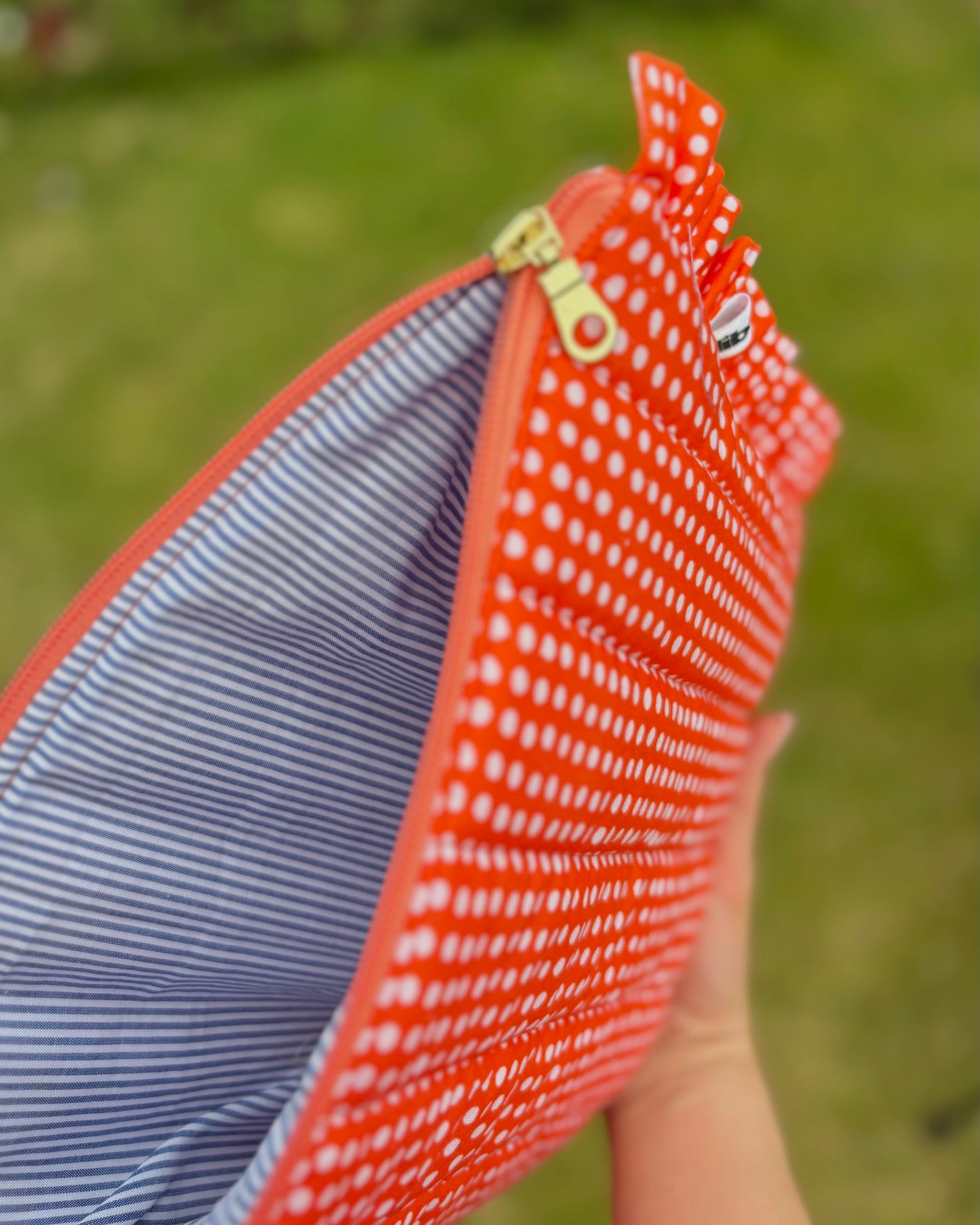 11” Frilly: Orange & White Polka
