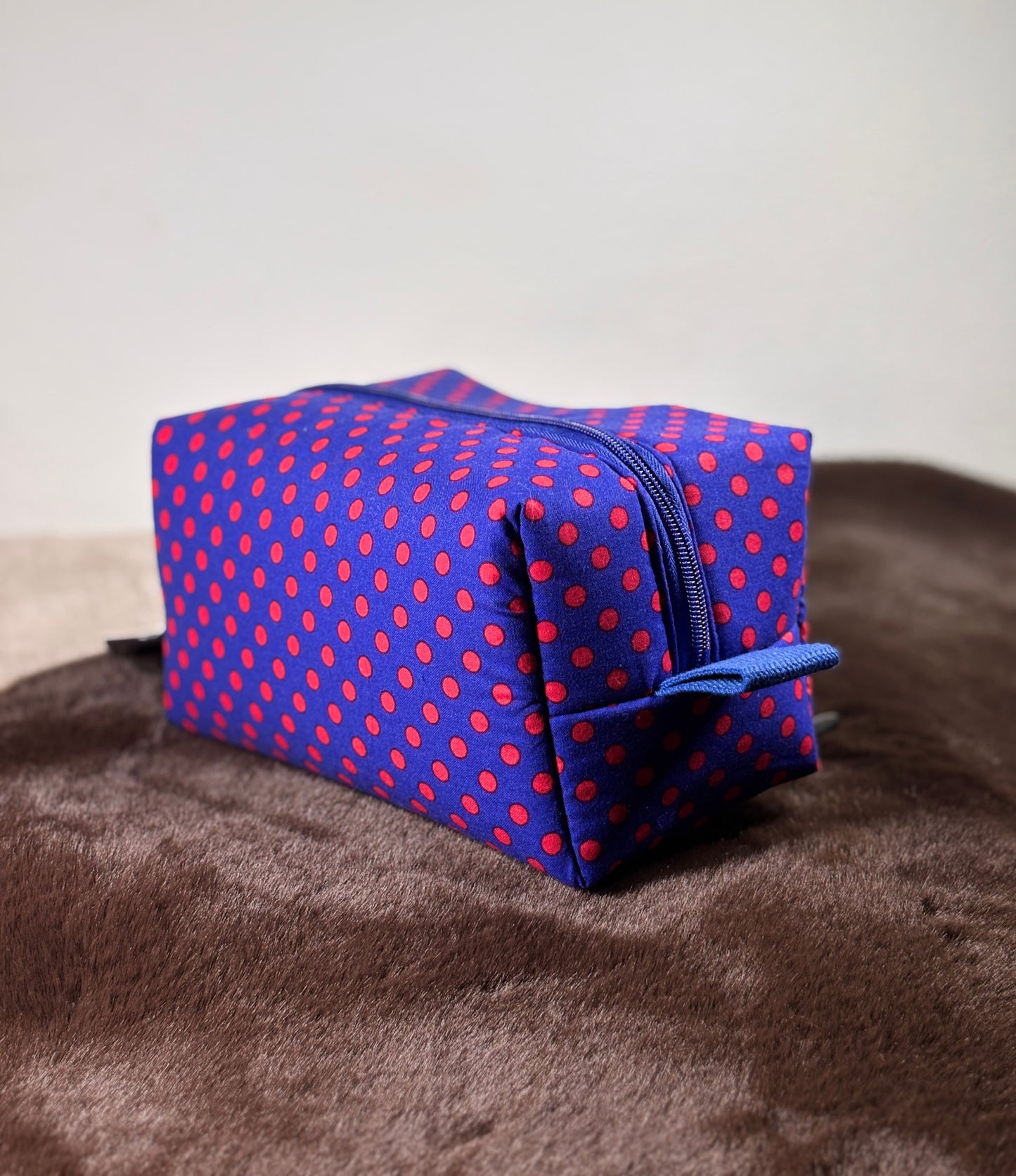 Cosmetic Bag: Blue&Red Polka