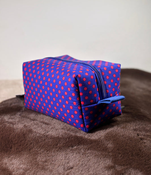 Cosmetic Bag: Blue&Red Polka