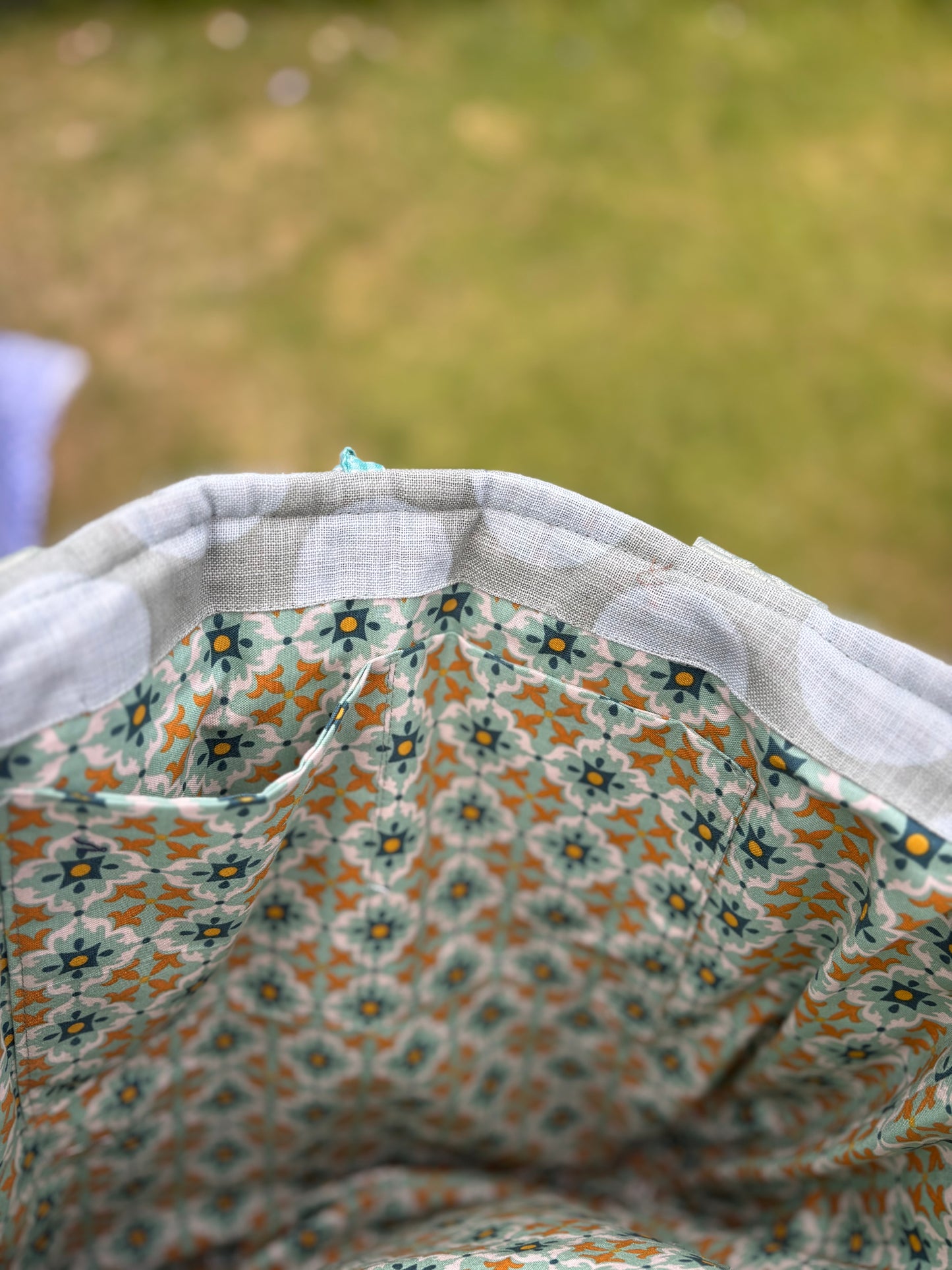 Tote: Sage & Grey Kokka Polka