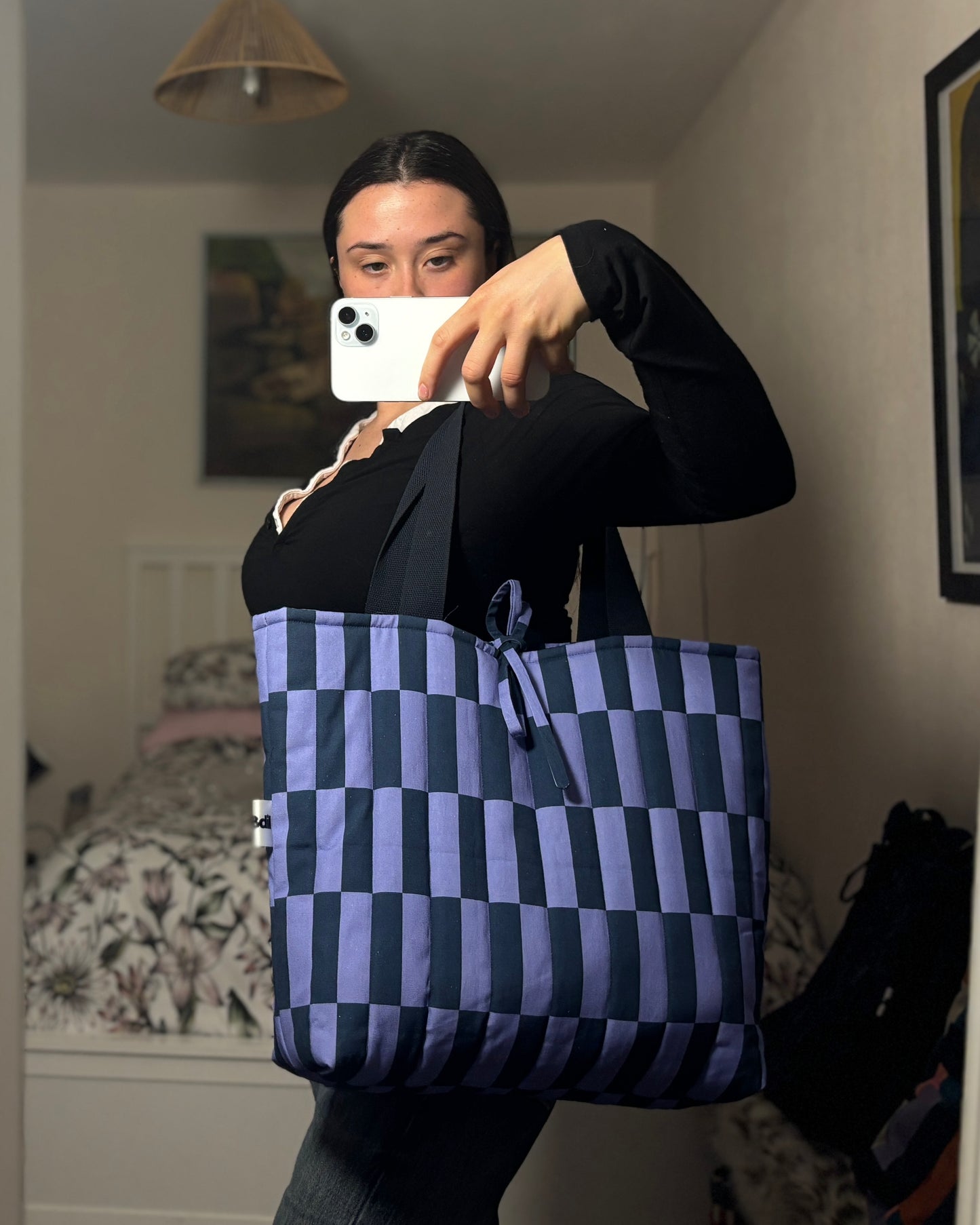 Tote: Blue Kokka Check