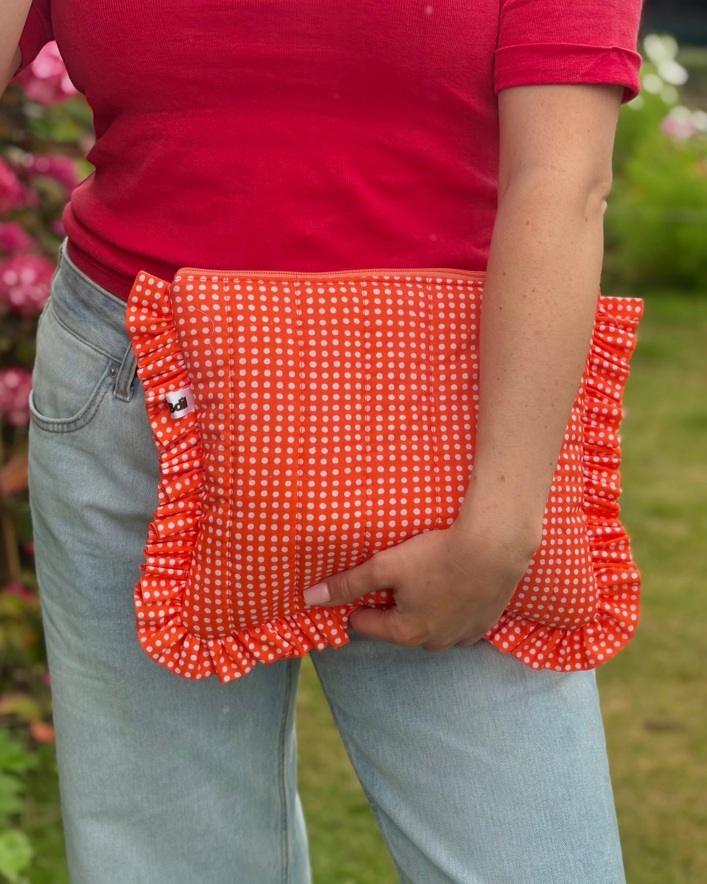 11” Frilly: Orange & White Polka