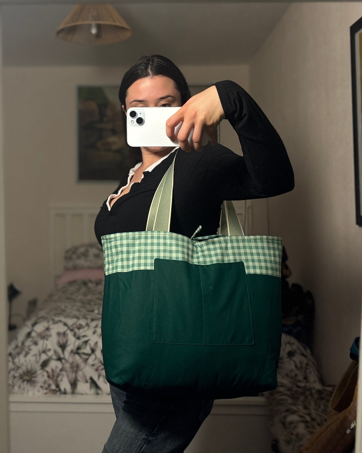 Tote: Apple Green Gingham