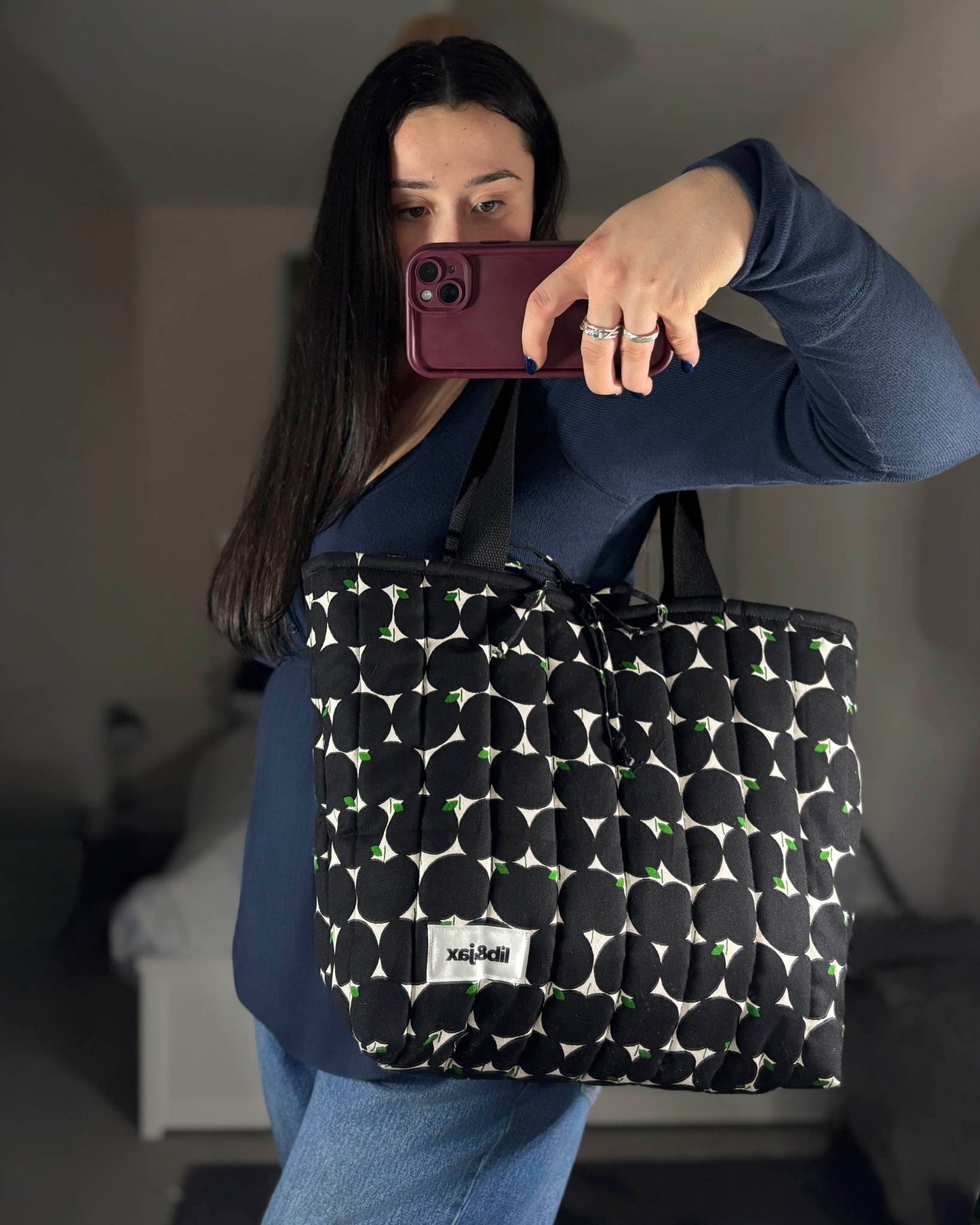 Black & White Apple Tote