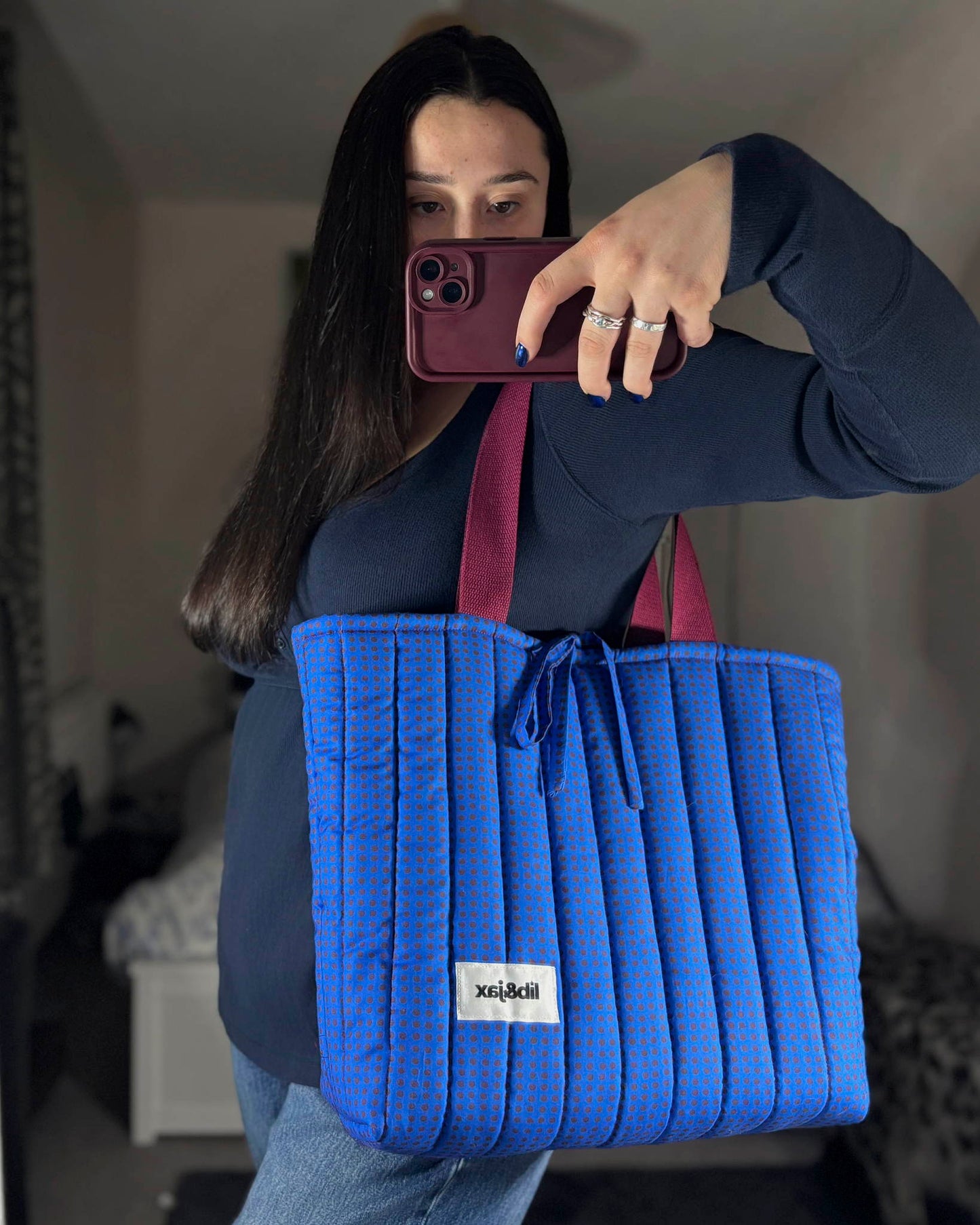 Cobalt Blue & Raspberry Polka