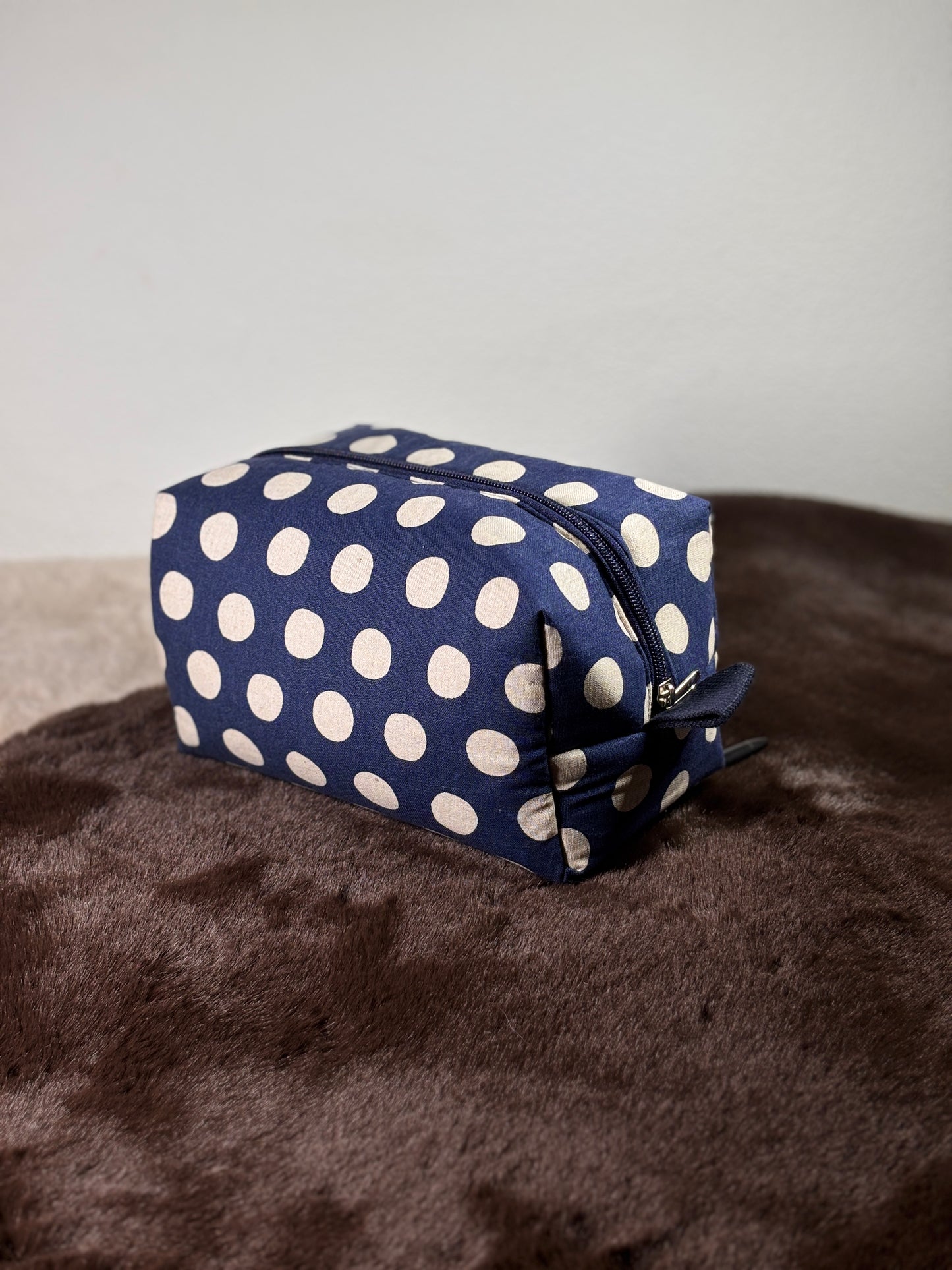 Cosmetic Bag: Navy Spot