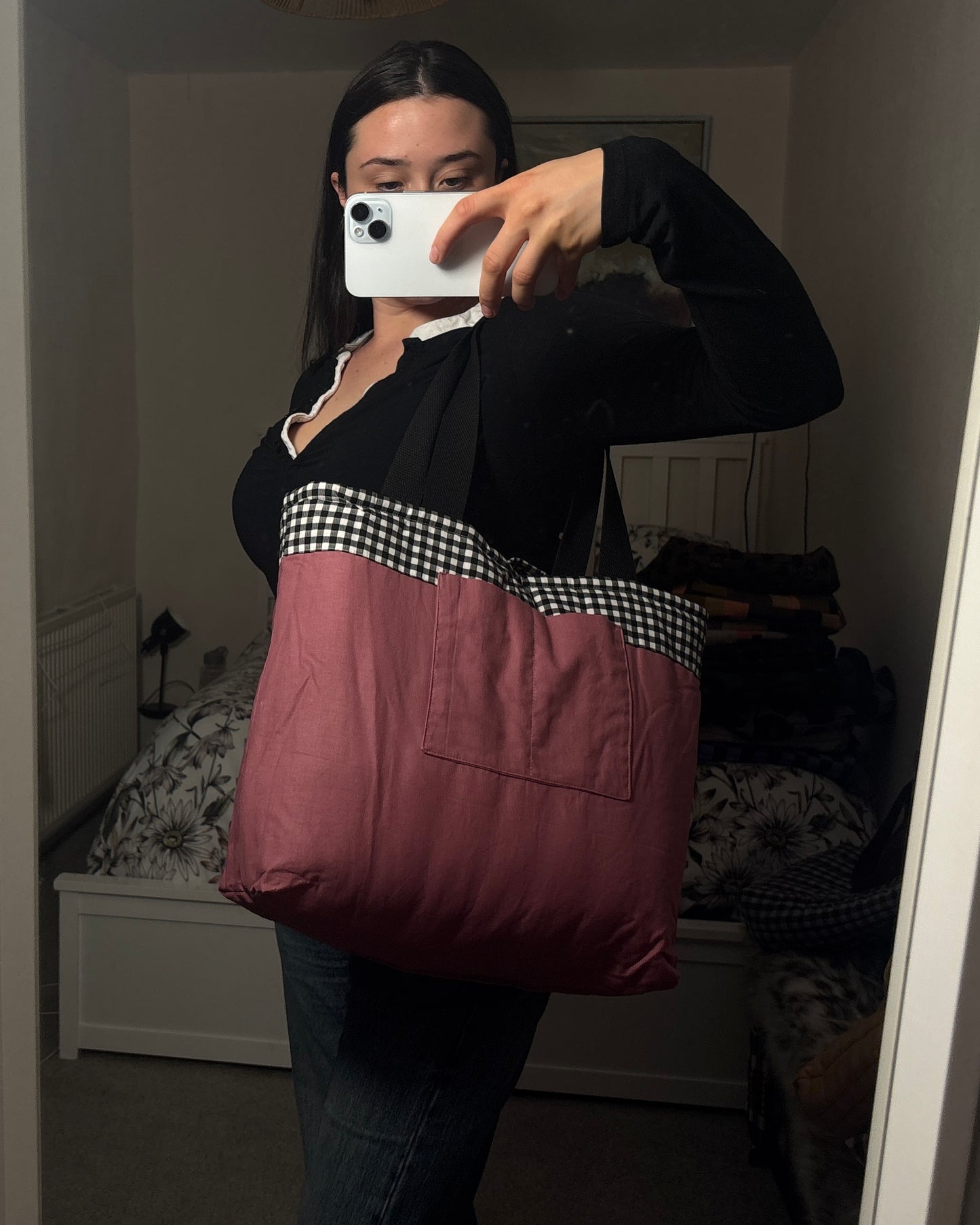 Tote: Black & White Gingham