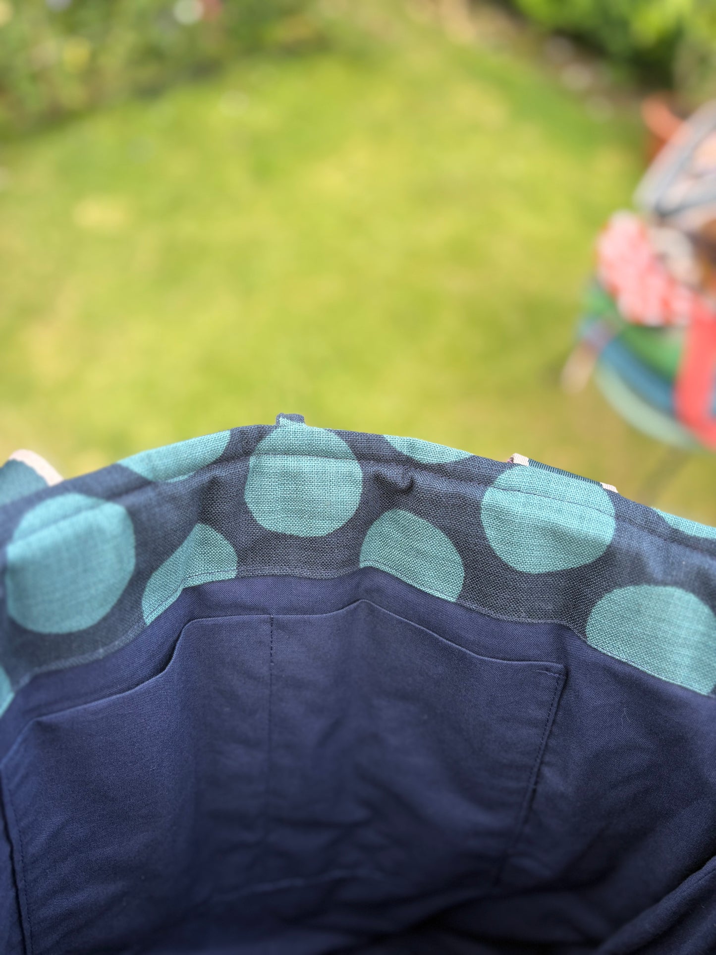 Tote: Navy & Denim Polka